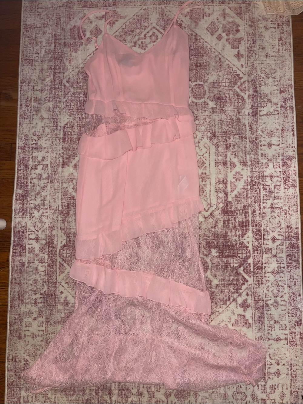 Forever 21 Pink Ruffle Lace Slip Dress